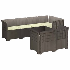 vidaXL Canap&eacute; de Jardin 7 Places avec Coussins Look Rattan PP