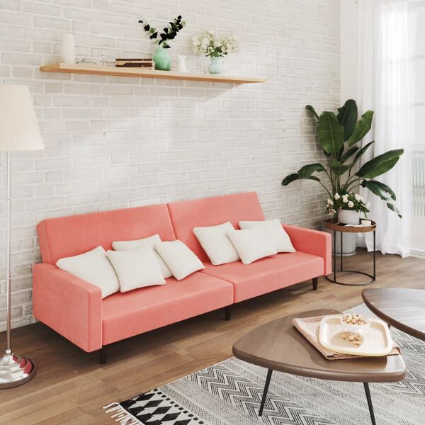 vidaXL Canap&eacute;-lit &agrave; 2 places Rose Velours
