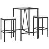 vidaXL Ensemble de bar de jardin 3 pcs avec coussins noir poly rotin