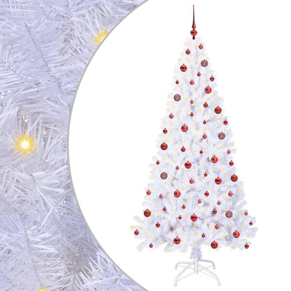 vidaXL Sapin de No&euml;l artificiel avec 300 LED Blanc 210 cm PVC et Acier