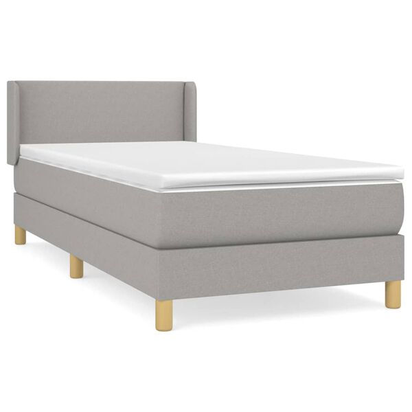 vidaXL Sommier &agrave; lattes de lit avec matelas Gris clair 80x200 cm Tissu