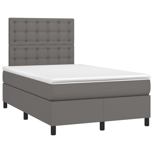 vidaXL Sommier &agrave; lattes de lit avec matelas Gris 120x200 cm Similicuir