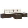 vidaXL Ensemble de canap&eacute; de jardin 5 pcs Marron et Cr&egrave;me polyrotin