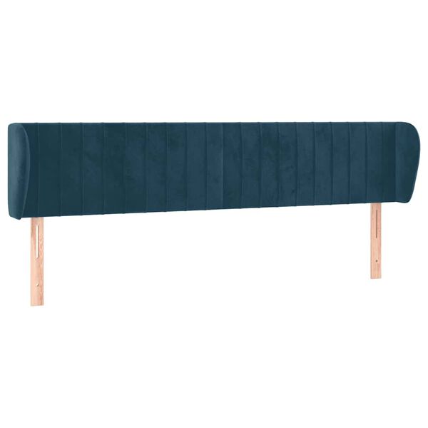 vidaXL T&ecirc;te de lit avec oreilles Bleu fonc&eacute; 183x23x78/88 cm Velours