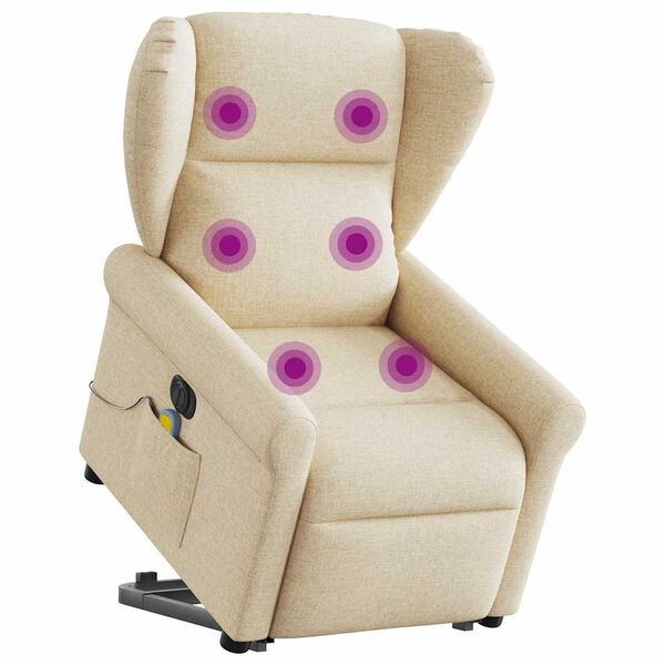 vidaXL Fauteuil inclinable de massage &eacute;lectrique Cr&egrave;me Tissu