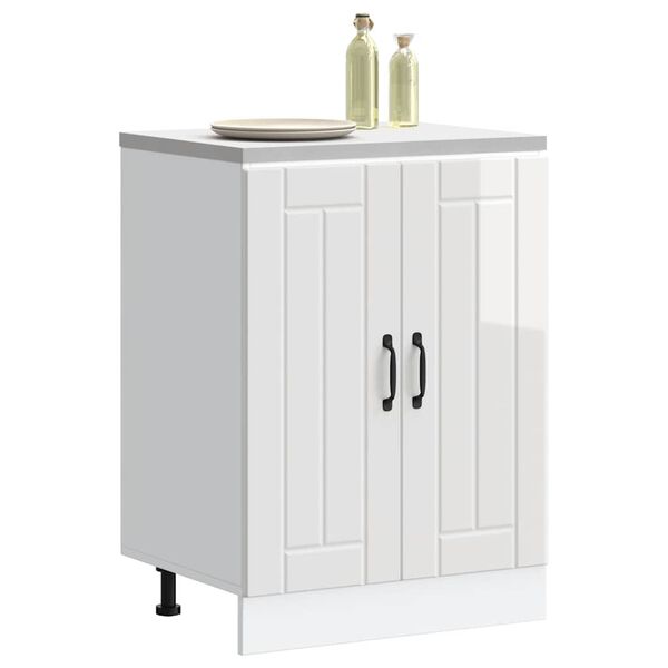 vidaXL Meuble de base de lavabo Lucca blanc brillant bois ing&eacute;nierie