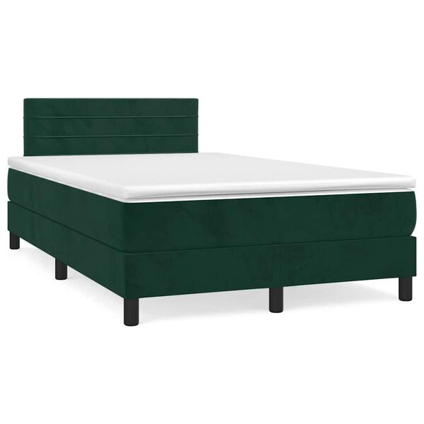 vidaXL Sommier &agrave; lattes de lit avec matelas LED vert fonc&eacute; 120x190 cm