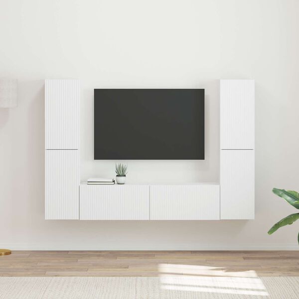 vidaXL Ensemble meuble TV 6 pcs Blanc Bois d'ing&eacute;nierie