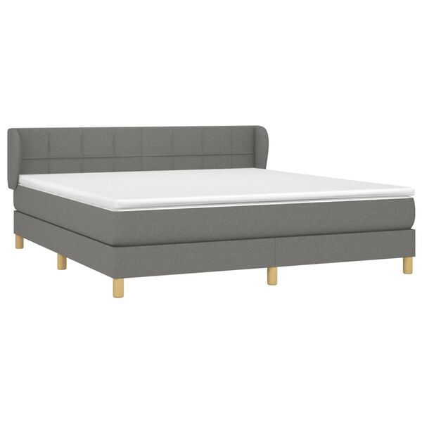 vidaXL Sommier &agrave; lattes de lit avec matelas Gris fonc&eacute; 160x200cm Tissu
