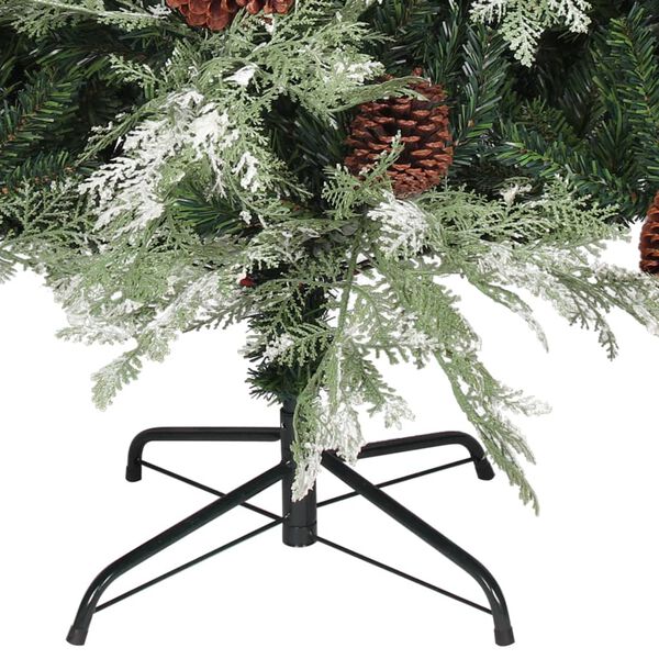 vidaXL Sapin de No&euml;l avec pommes de pin Vert et blanc 225 cm PVC et PE