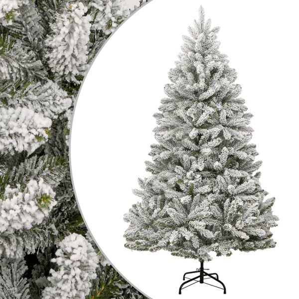 vidaXL Sapin de Noël artificiel à charnières avec neige floquée 210 cm