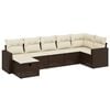 vidaXL Salon de jardin avec coussins 7 pcs marron r&eacute;sine tress&eacute;e