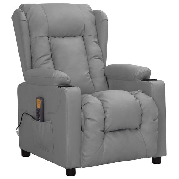 vidaXL Fauteuil de massage Gris Similicuir