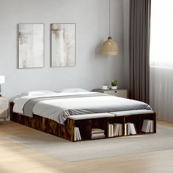 vidaXL Cadre de lit sans matelas ch&ecirc;ne fum&eacute; 120x200 cm