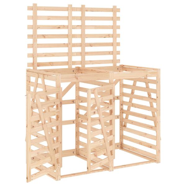 vidaXL Abri pour poubelle double sur roulettes bois massif de pin