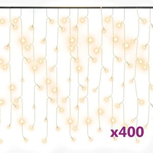 vidaXL Rideau lumineux à glaçons LED 10m 400LED Blanc chaud 8fonctions