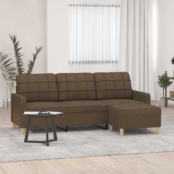vidaXL Canap&eacute; &agrave; 3 places avec repose-pieds Marron 180 cm Tissu