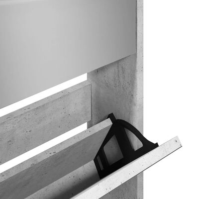 vidaXL Armoire à chaussures miroir 5 niveaux gris béton 63x17x169,5 cm