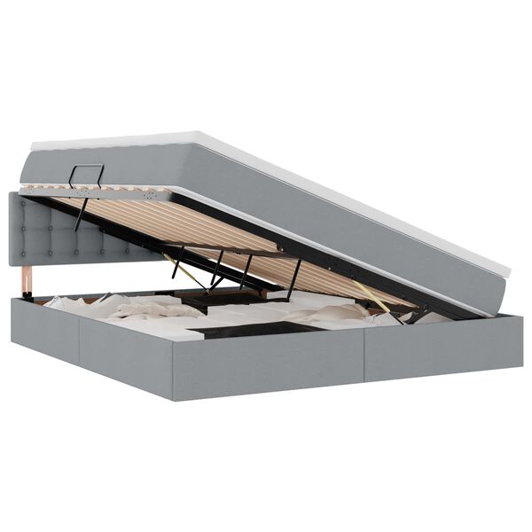 vidaXL Lit avec rangement et matelas Gris clair 160 x 200 cm