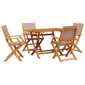 vidaXL Ensemble &agrave; manger de jardin 5 pcs taupe tissu et bois massif
