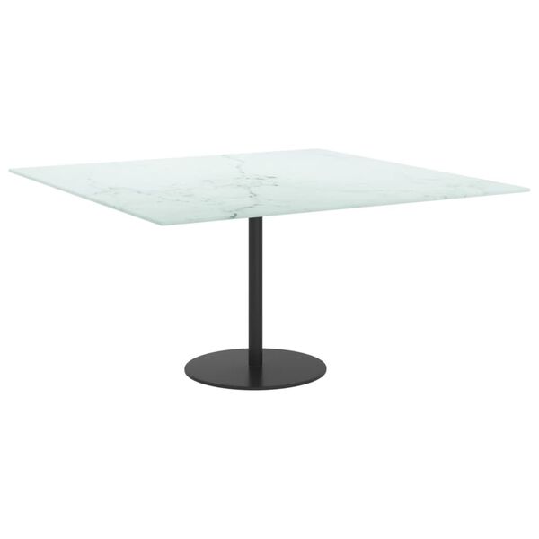 vidaXL Dessus de table blanc 80x80 cm 6 mm verre tremp&eacute; design marbre