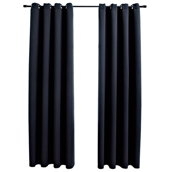 vidaXL Rideaux occultants avec anneaux en m&eacute;tal 2 pcs Noir 140x245 cm
