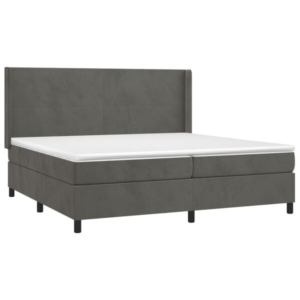 vidaXL Sommier &agrave; lattes de lit et matelas Gris fonc&eacute; 200x200cm Velours