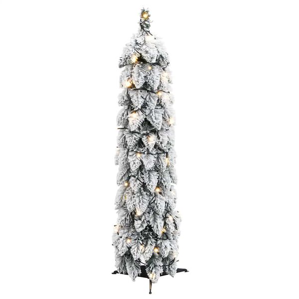 vidaXL Sapin de No&euml;l artificiel pr&eacute;-&eacute;clair&eacute; avec 45 LED/neige floqu&eacute;e
