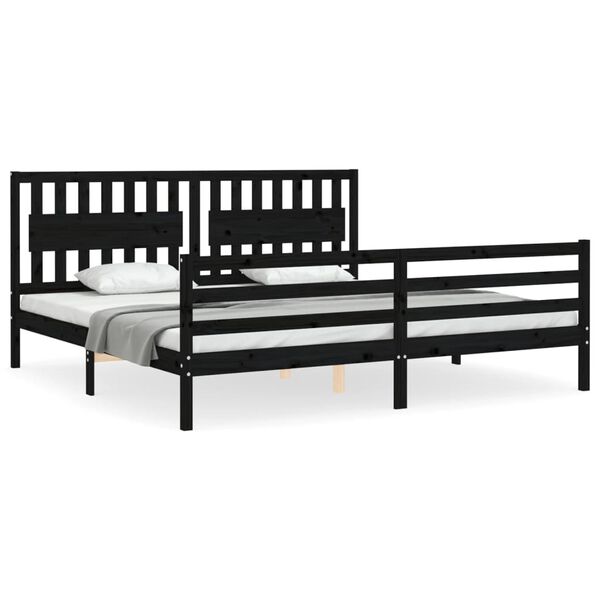 vidaXL Cadre de lit sans matelas noir 200x200 cm bois massif