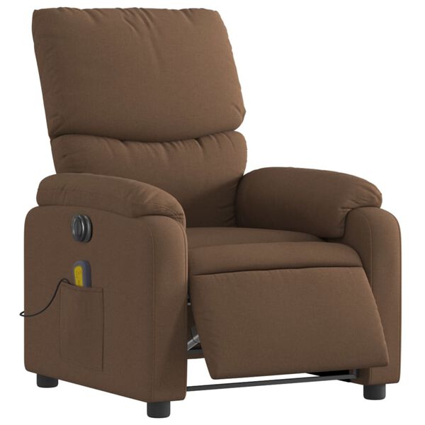 vidaXL Fauteuil inclinable de massage &eacute;lectrique marron tissu