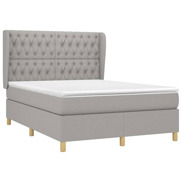 vidaXL Sommier &agrave; lattes de lit avec matelas Gris clair 140x200cm Tissu