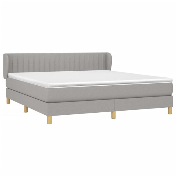 vidaXL Sommier &agrave; lattes de lit avec matelas Gris clair 160x200cm Tissu