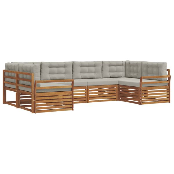 vidaXL Ensemble de canap&eacute;s d'ext&eacute;rieur 6 pcs Gris Naturel et Clair