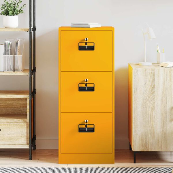 vidaXL Cabinet de Dossier Jaune moutarde 44 x 50 x 106.5 cm