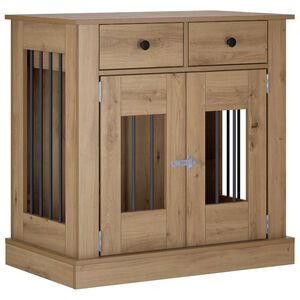 vidaXL Meuble de cage pour chien Ch&ecirc;ne artisanal 80 x 47,5 x 80 cm
