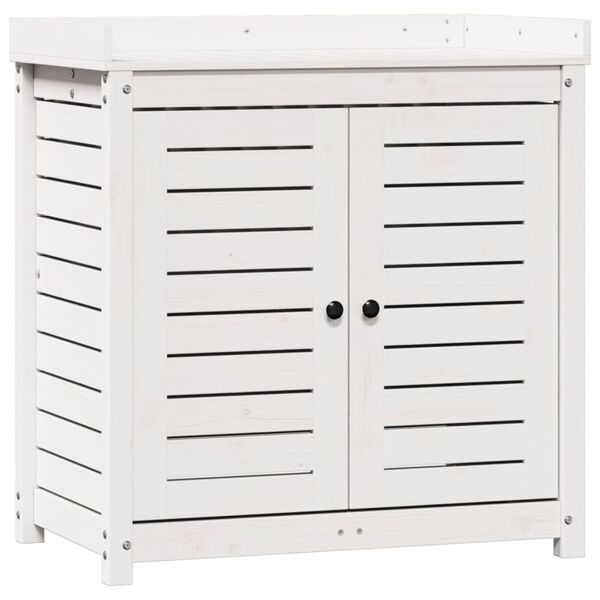 vidaXL Table de rempotage avec étagères blanc bois massif de pin