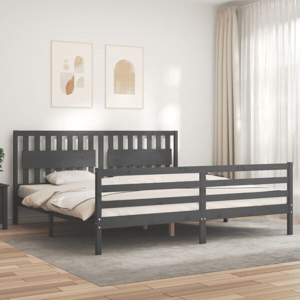 vidaXL Cadre de lit sans matelas gris 200x200 cm bois massif