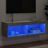 vidaXL Meuble TV avec lumi&egrave;res LED gris b&eacute;ton 100x30x30 cm