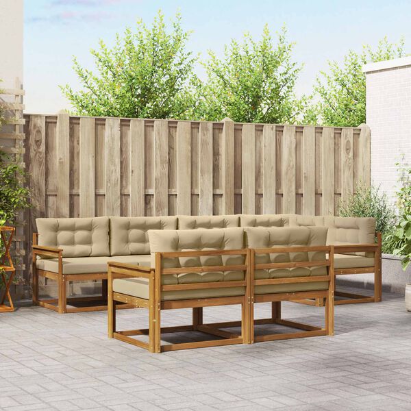 vidaXL Ensemble de canap&eacute;s d'ext&eacute;rieur 7 pcs Naturel et Beige