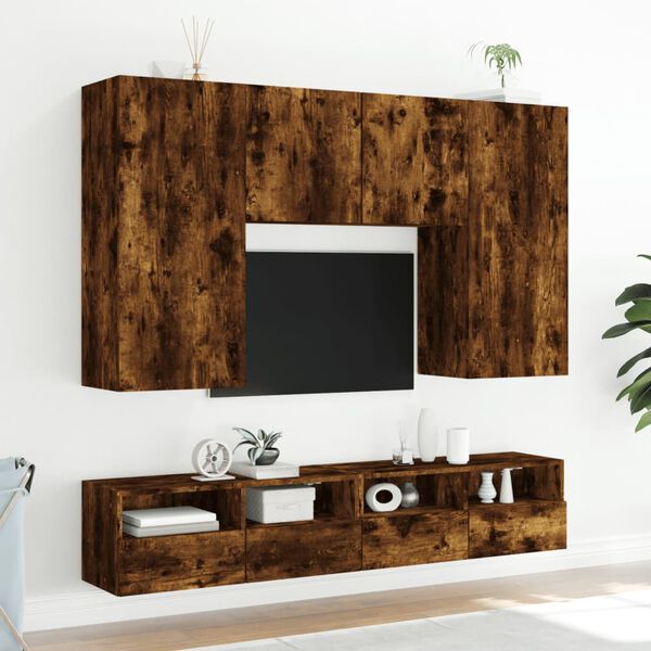 vidaXL Meubles TV muraux 2pcs ch&ecirc;ne fum&eacute; 100x30x30cm bois d'ing&eacute;nierie