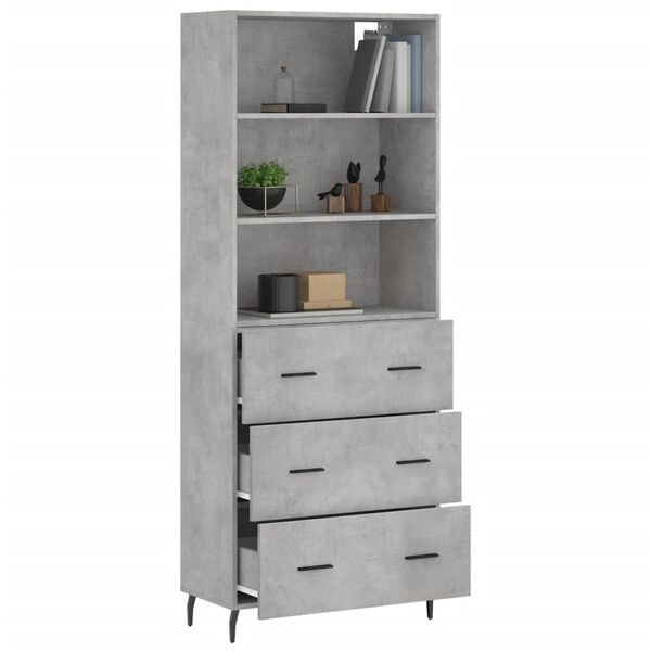vidaXL Buffet haut Gris b&eacute;ton 69,5x34x180 cm Bois d'ing&eacute;nierie