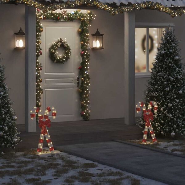 vidaXL D&eacute;coration de No&euml;l en forme de canne &agrave; sucre 50 LED blanc chaud