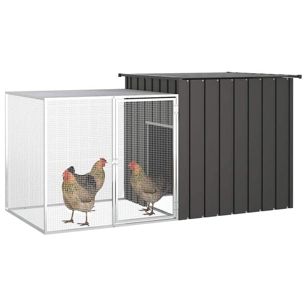 vidaXL Cage pour poules Anthracite 200x91x100 cm Acier galvanis&eacute;
