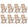 vidaXL Chaises pliables d'ext&eacute;rieur et coussins lot de 8 Bois d'acacia