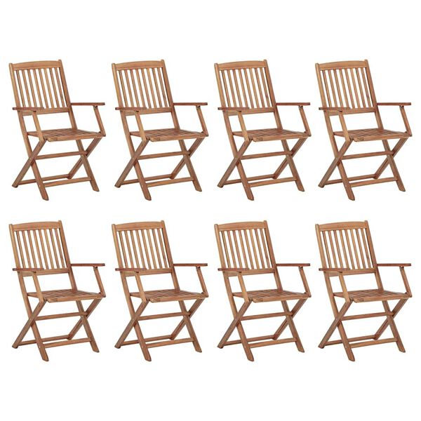 vidaXL Chaises pliables d'ext&eacute;rieur et coussins lot de 8 Bois d'acacia