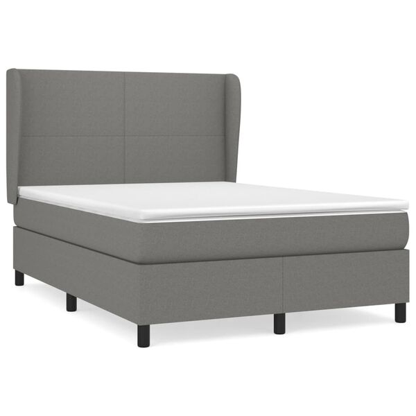 vidaXL Sommier &agrave; lattes de lit avec matelas Gris fonc&eacute; 140x200cm Tissu