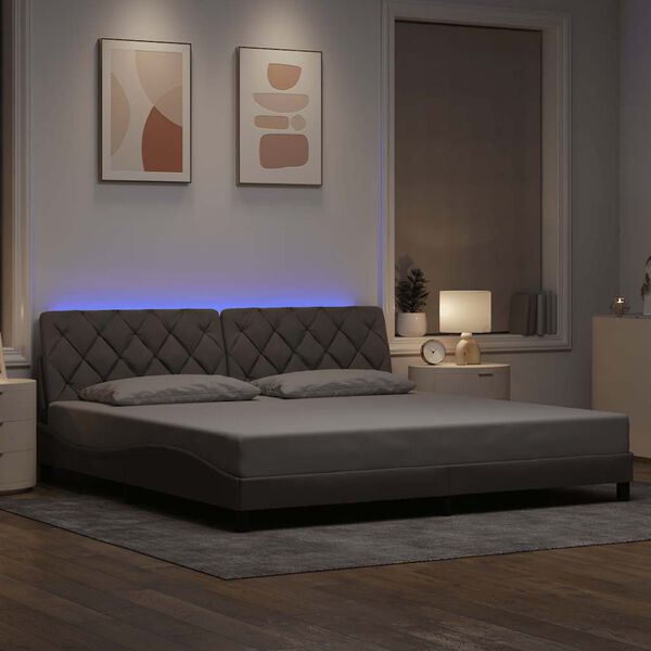 vidaXL Cadre de lit avec LED sans matelas taupe 200x200 cm tissu