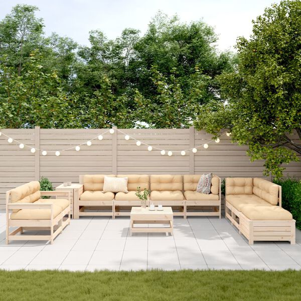 vidaXL Salon de jardin 11 pcs bois de pin massif