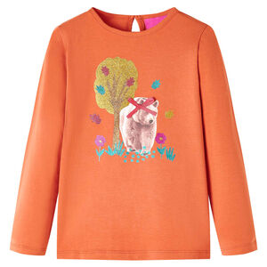 T-shirt enfants &agrave; manches longues orange br&ucirc;l&eacute; 140