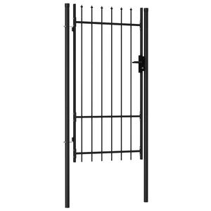 vidaXL Portail de cl&ocirc;ture BOXTEL &agrave; une porte avec pointes sup&eacute;rieures, acier 1 x 1,75 m, noir